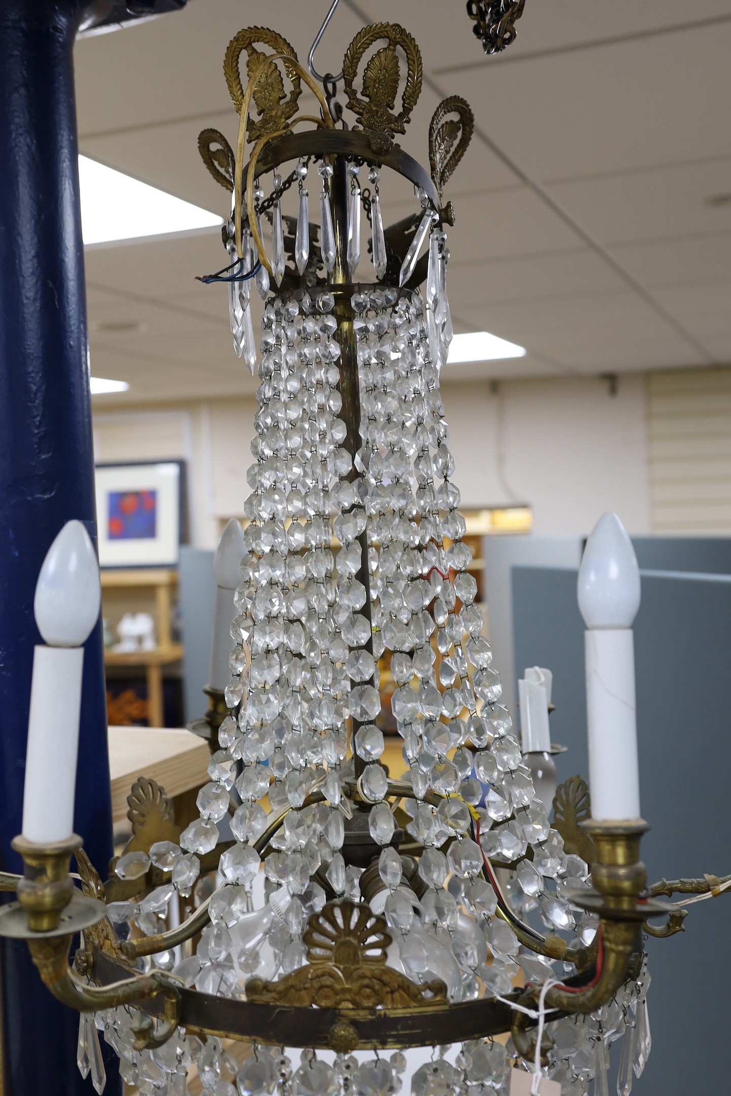 A bag chandelier with classical arms